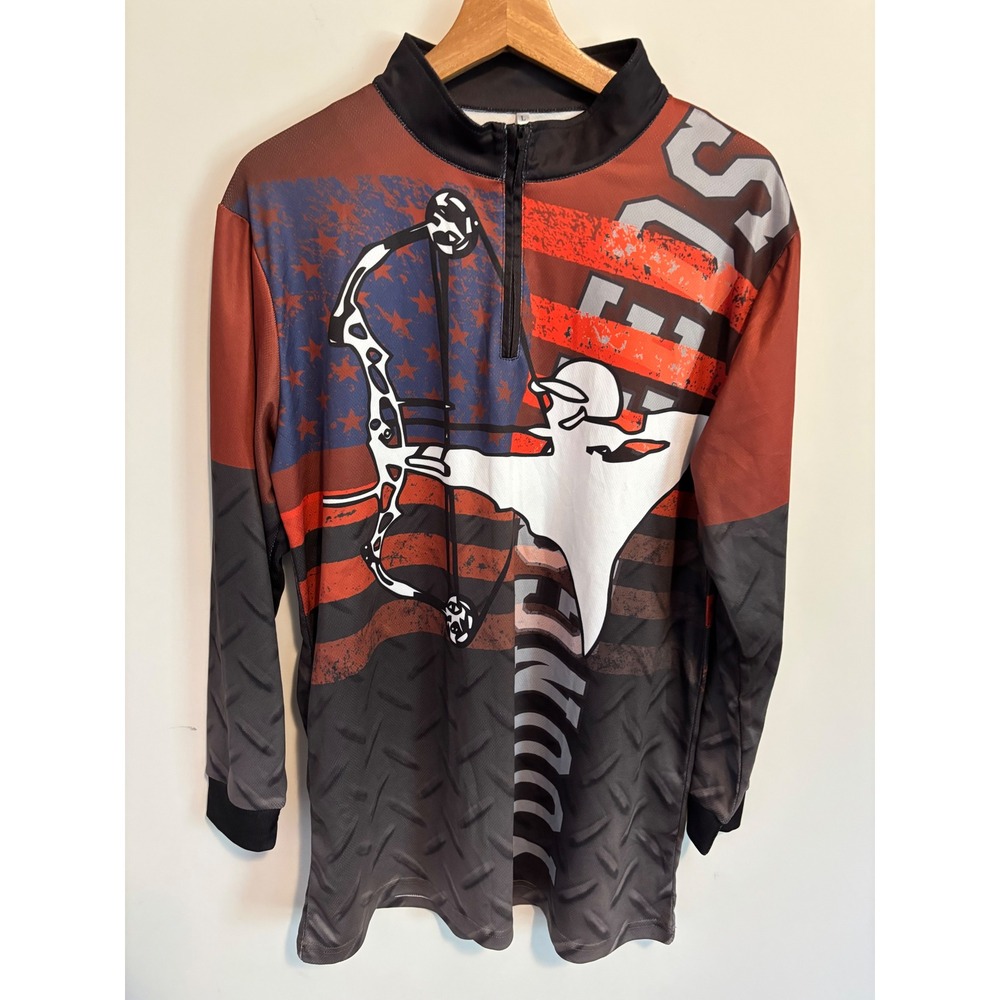 Youngseeds Mens Archery Performance Jersey Flag Quarter Zip Large